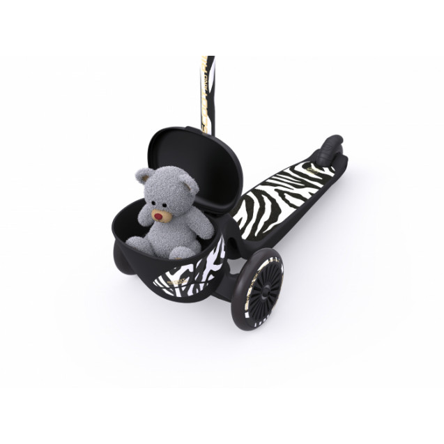 Trotineta copii pliabila, suport jucarie, Highwaykick 2 Lifestyle Zebra, 2 ani +, Scoot & Ride