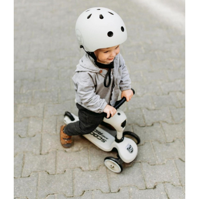 Casca de protectie pentru copii, sistem de reglare magnetic cu led, S-M, 51-55 cm, 3 ani+, Ash, Scoot & Ride