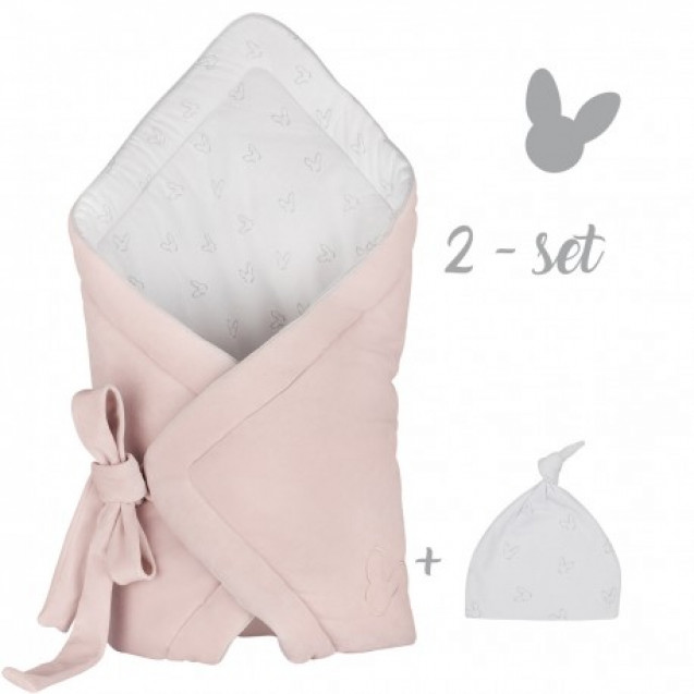 Set wrapping cape si caciulita Soft Pink Velvet
