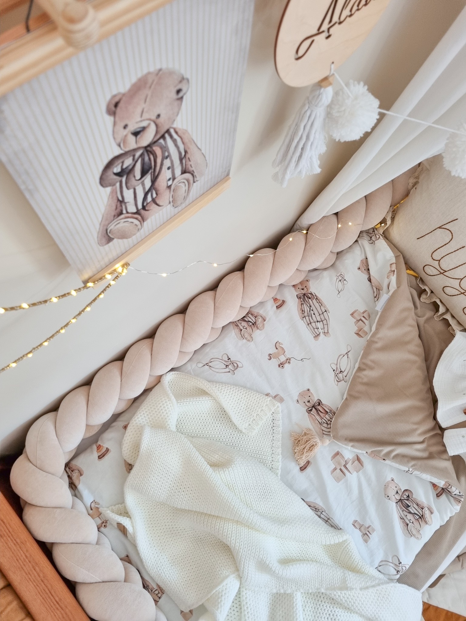 Protectie patut Knot All Beige Velvet - Image 4