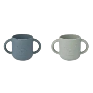 Set 2 cani din silicon Liewood Mr Bear - Whale Blue/Dove Blue Mix