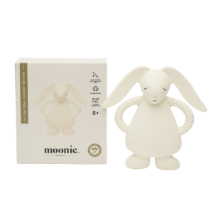 Teether din cauciuc natural Moonie - Bunny Cream