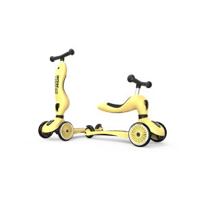 Trotineta copii cu sezut, transformabila 2in1, HighwayKick 1 Lemon, 1-5 ani, Scoot & Ride