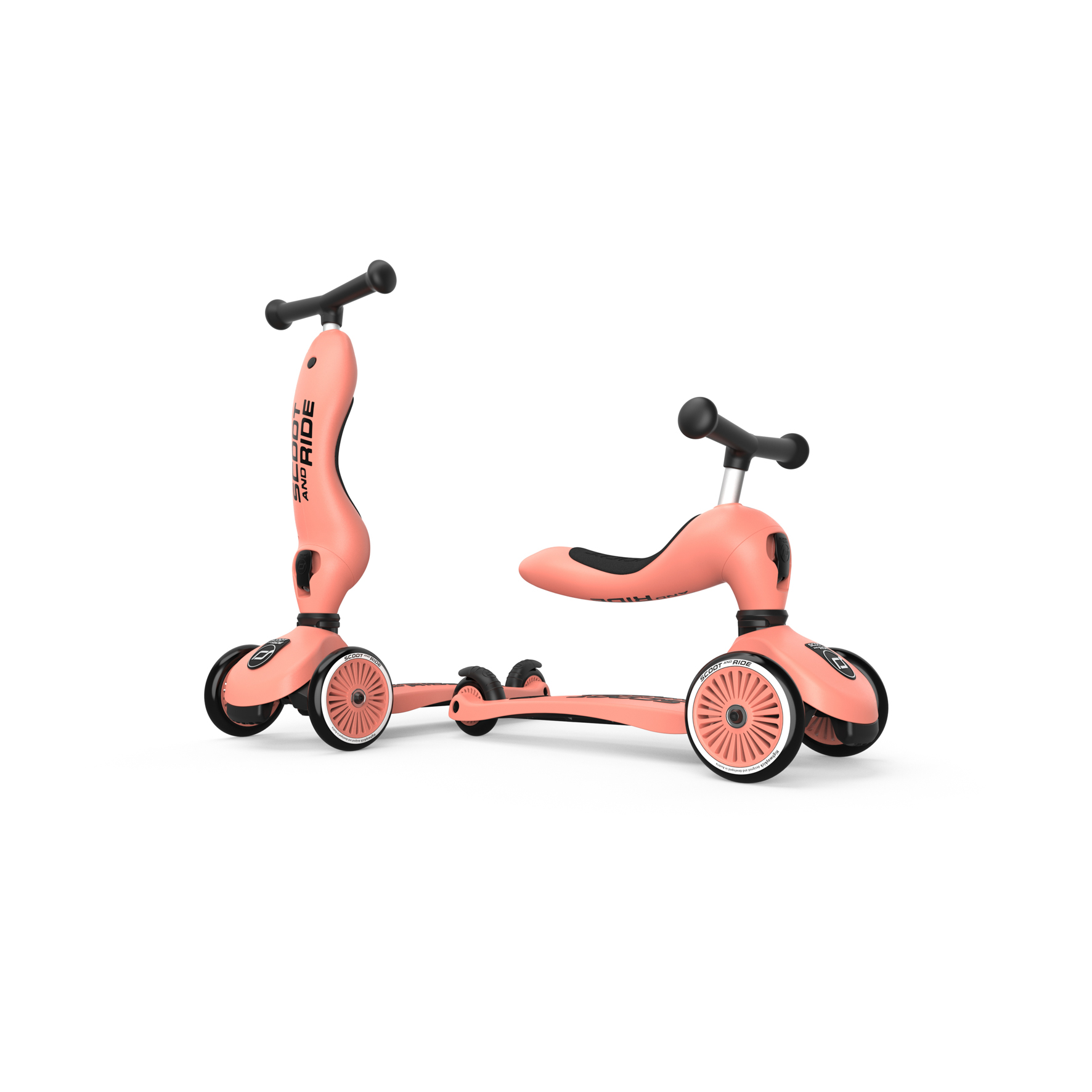 Trotineta copii cu sezut, transformabila 2in1, HighwayKick 1 Peach, 1-5 ani, Scoot & Ride