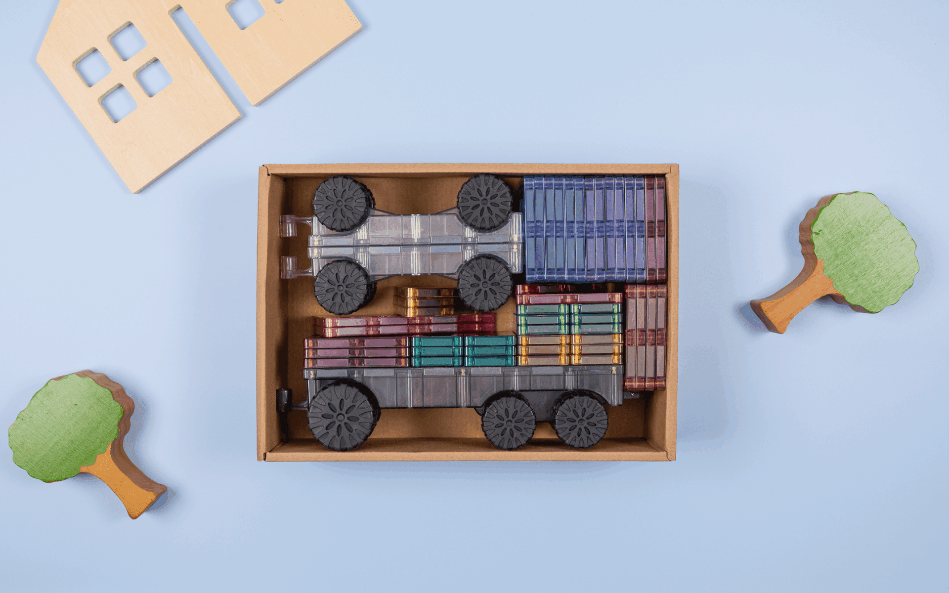 Set magnetic Pastel Transport Pack 50 piese - Connetix - Image 4