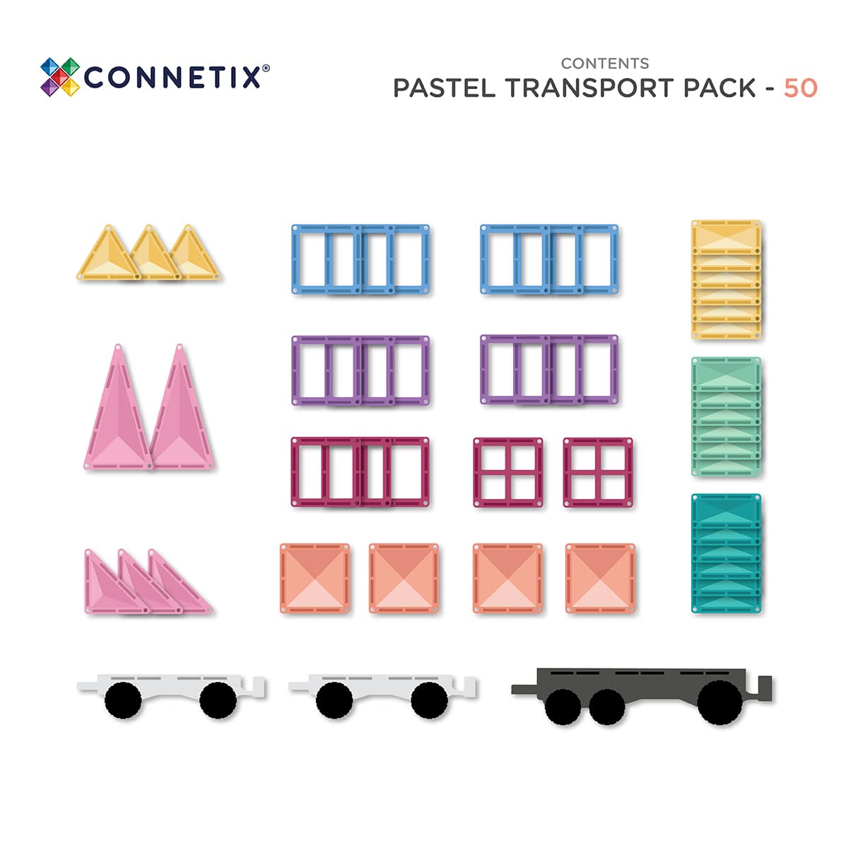 Set magnetic Pastel Transport Pack 50 piese - Connetix - Image 3