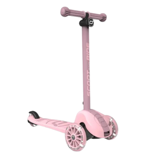Trotineta copii pliabila, reglabila, roti luminoase, Highwaykick 3S Led Rose, 3+ ani, pana la 50 kg, Scoot & Ride
