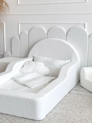 Monio - Pat pentru copii 80 x 160 - Boucle White