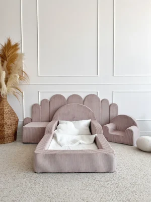 Monio - Pat pentru copii 80 x 160 - Corduroy Pink