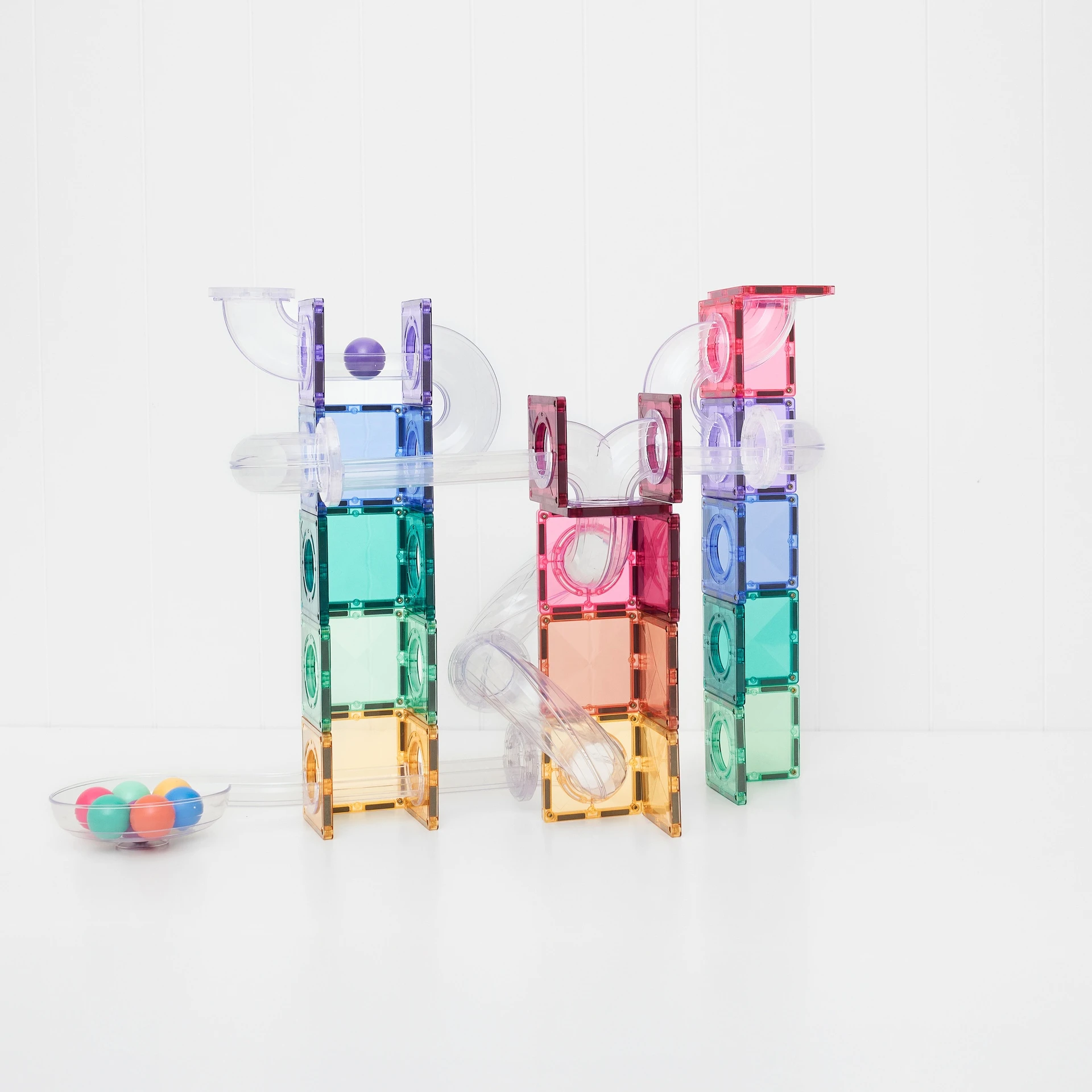 Set magnetic Ball Run Pastel Pack 114 piese – Connetix - imagine 4