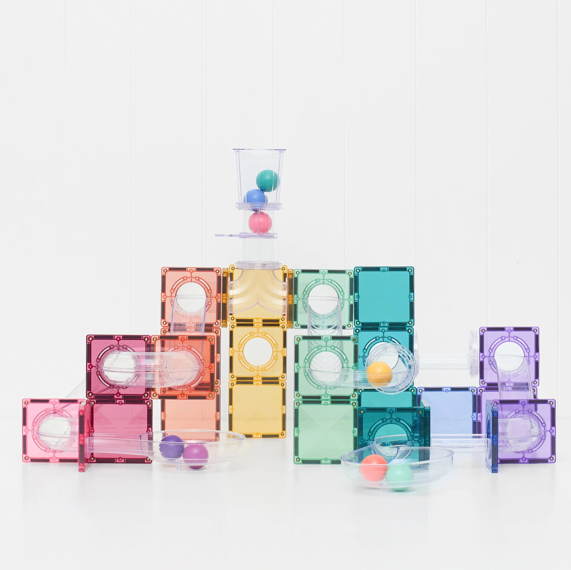 Set magnetic Ball Run Pastel Pack 114 piese – Connetix - imagine 6
