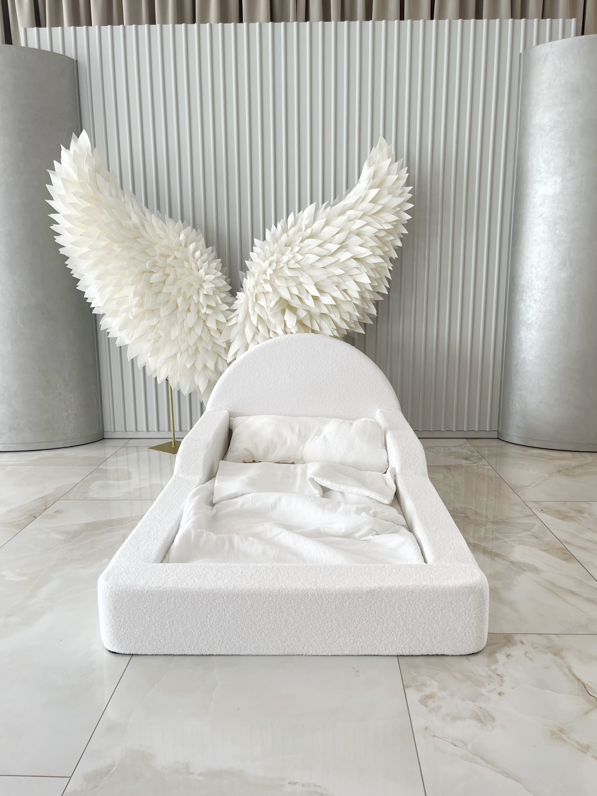 Monio - Pat pentru copii 90 x 200 - Boucle White - imagine 3