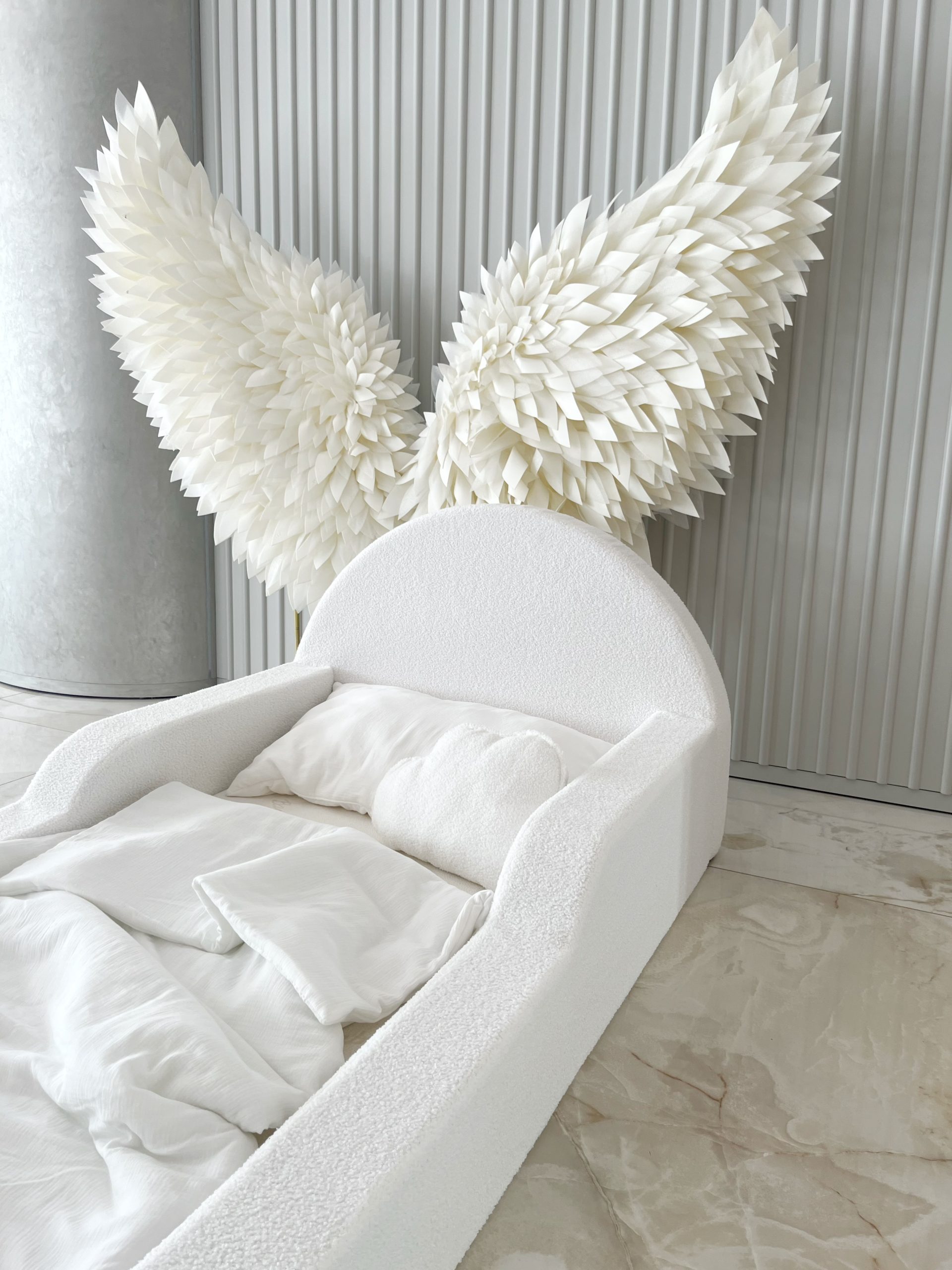 Monio - Pat pentru copii 90 x 200 - Boucle White - imagine 4