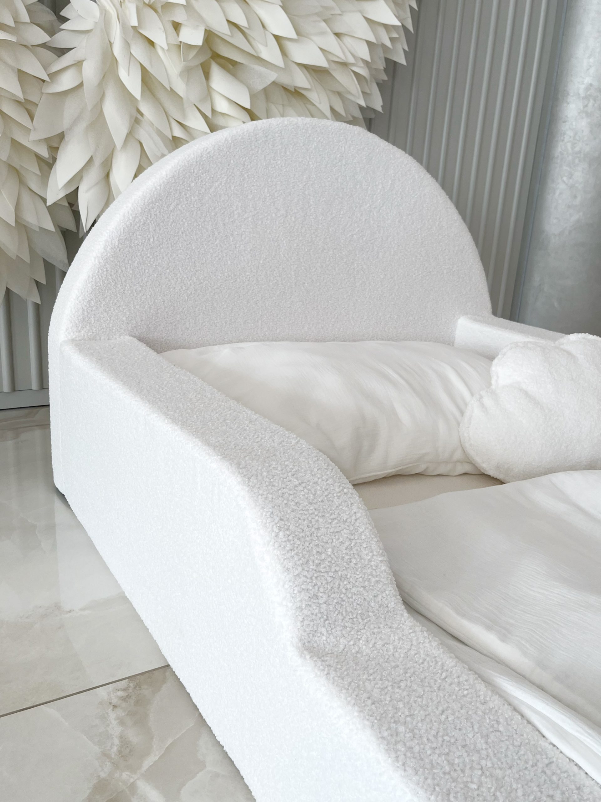 Monio - Pat pentru copii 90 x 200 - Boucle White - imagine 5