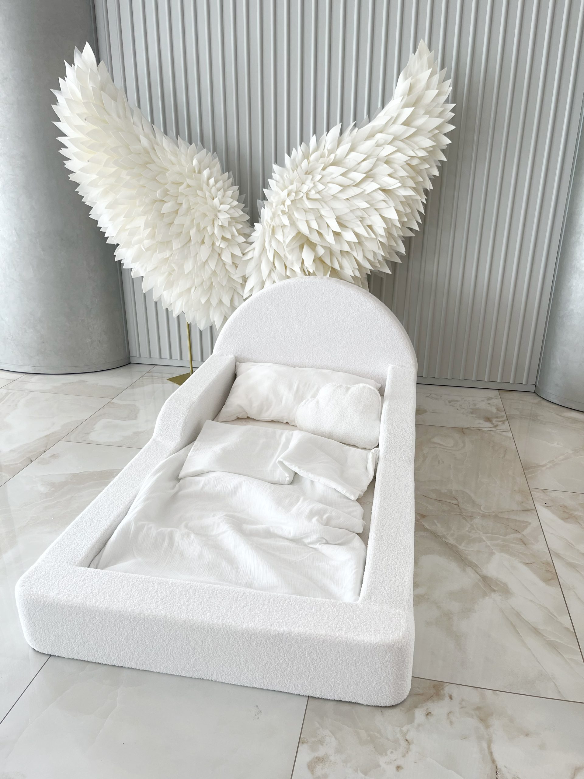 Monio - Pat pentru copii 90 x 200 - Boucle White - imagine 2