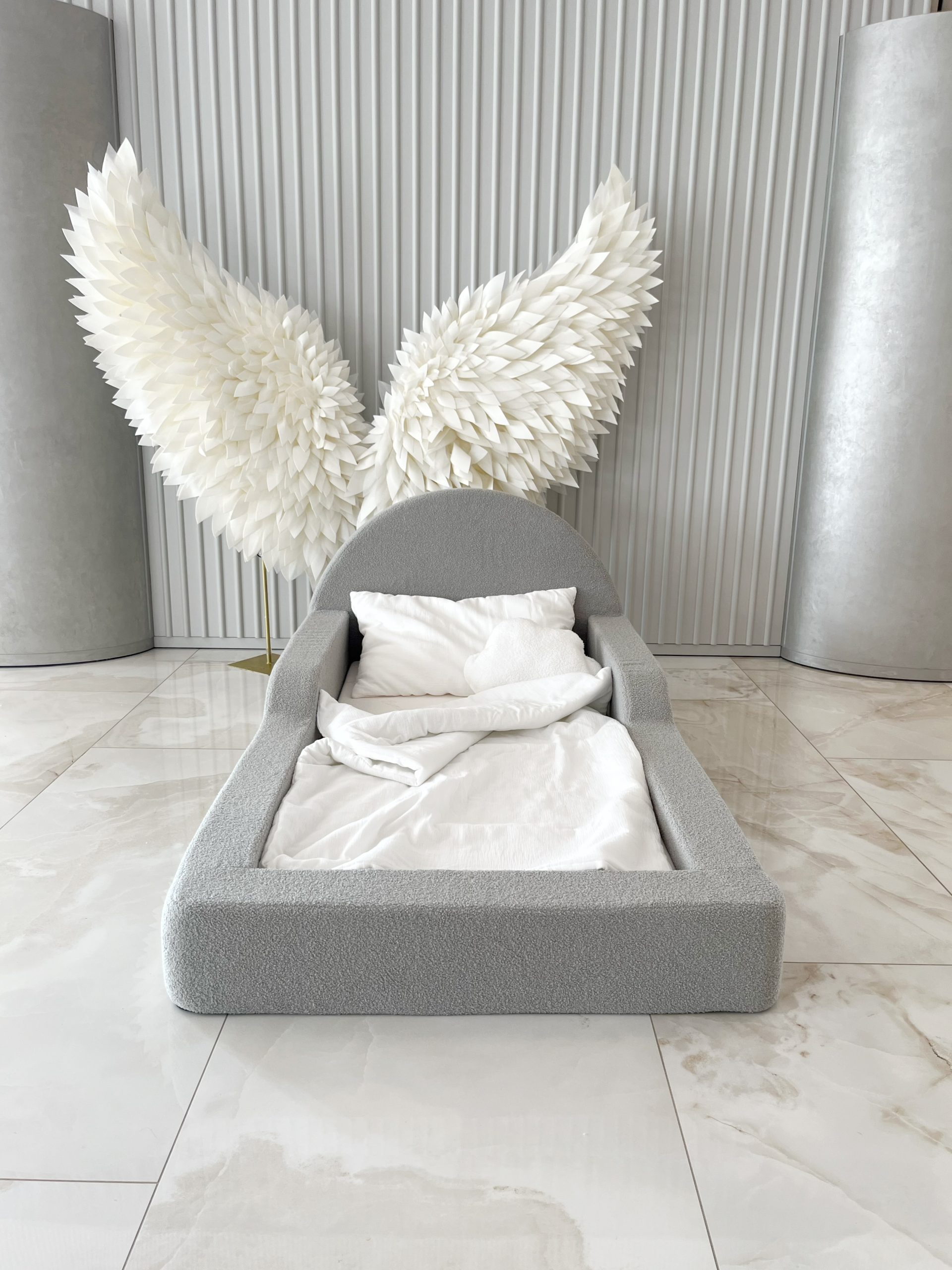 Monio - Pat pentru copii 90 x 200 - Boucle Grey - imagine 2