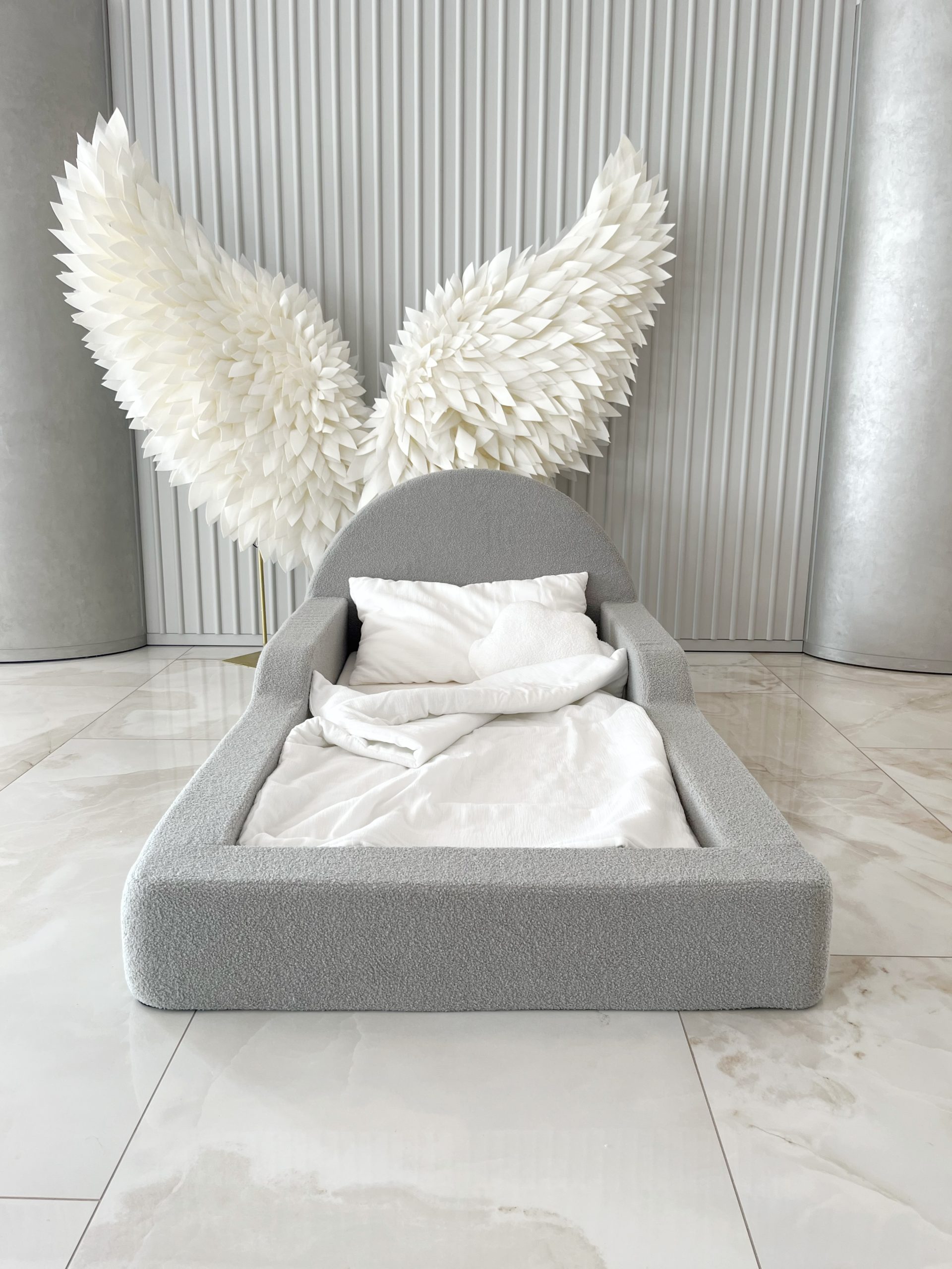 Monio - Pat pentru copii 90 x 200 - Boucle Grey