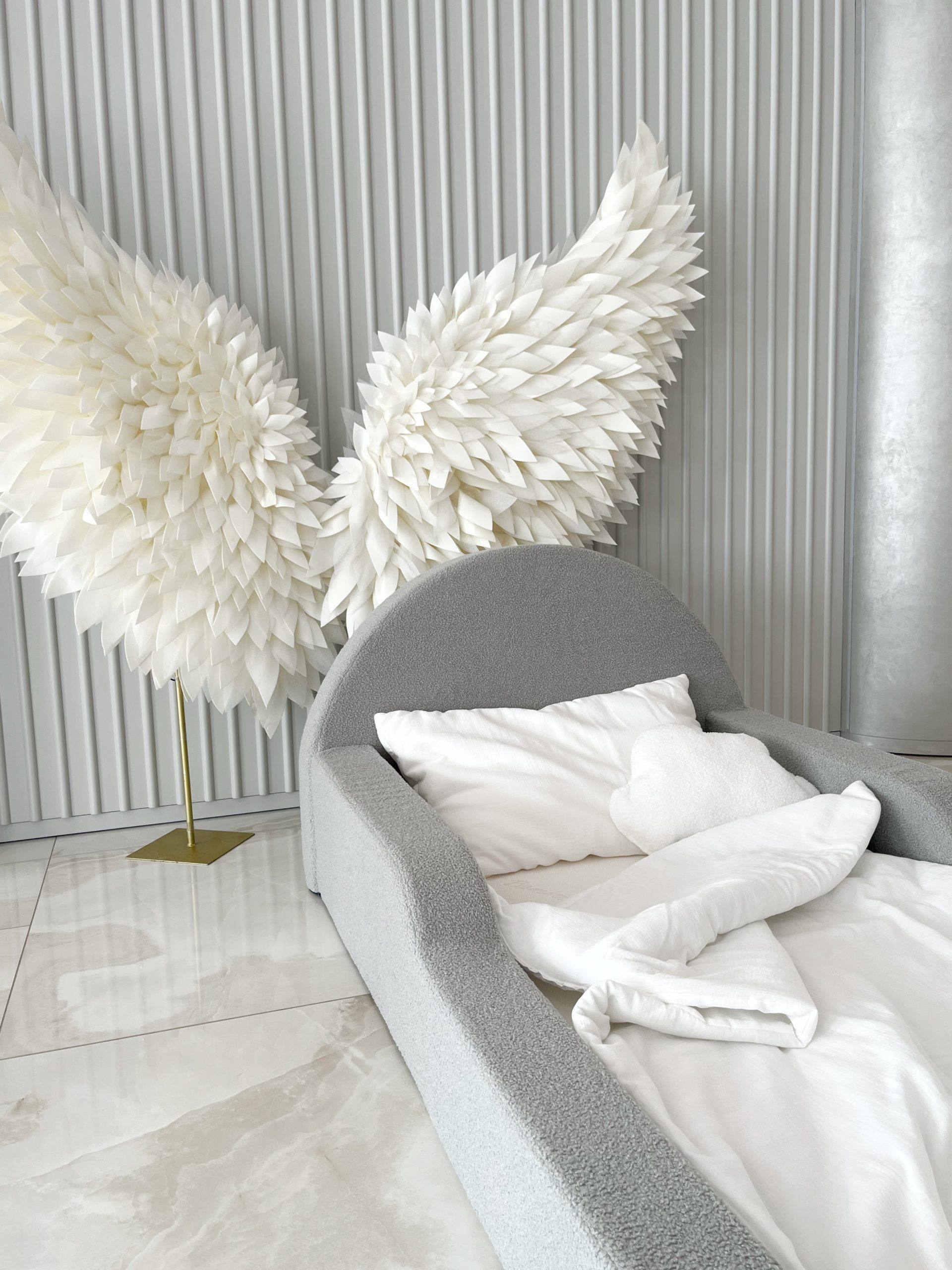Monio - Pat pentru copii 90 x 200 - Boucle Grey - imagine 4