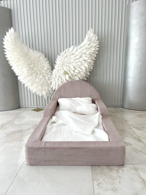 Monio - Pat pentru copii 90 x 200 - Corduroy Pink