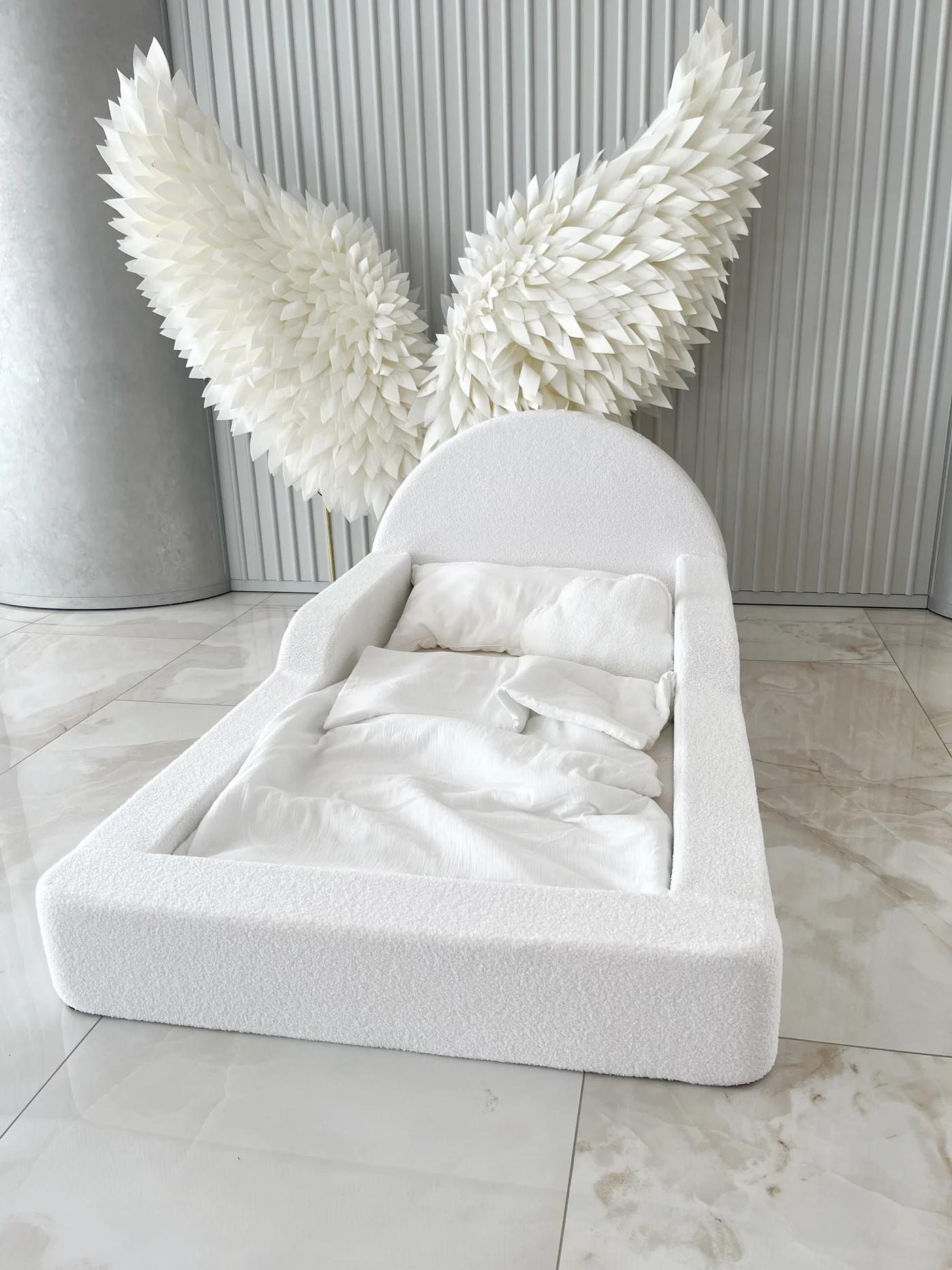 Monio - Pat pentru copii 90 x 200 - Boucle White